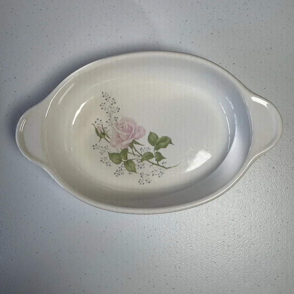 Vintage Japan Floral Ceramic Design Baking Dish Set of 2